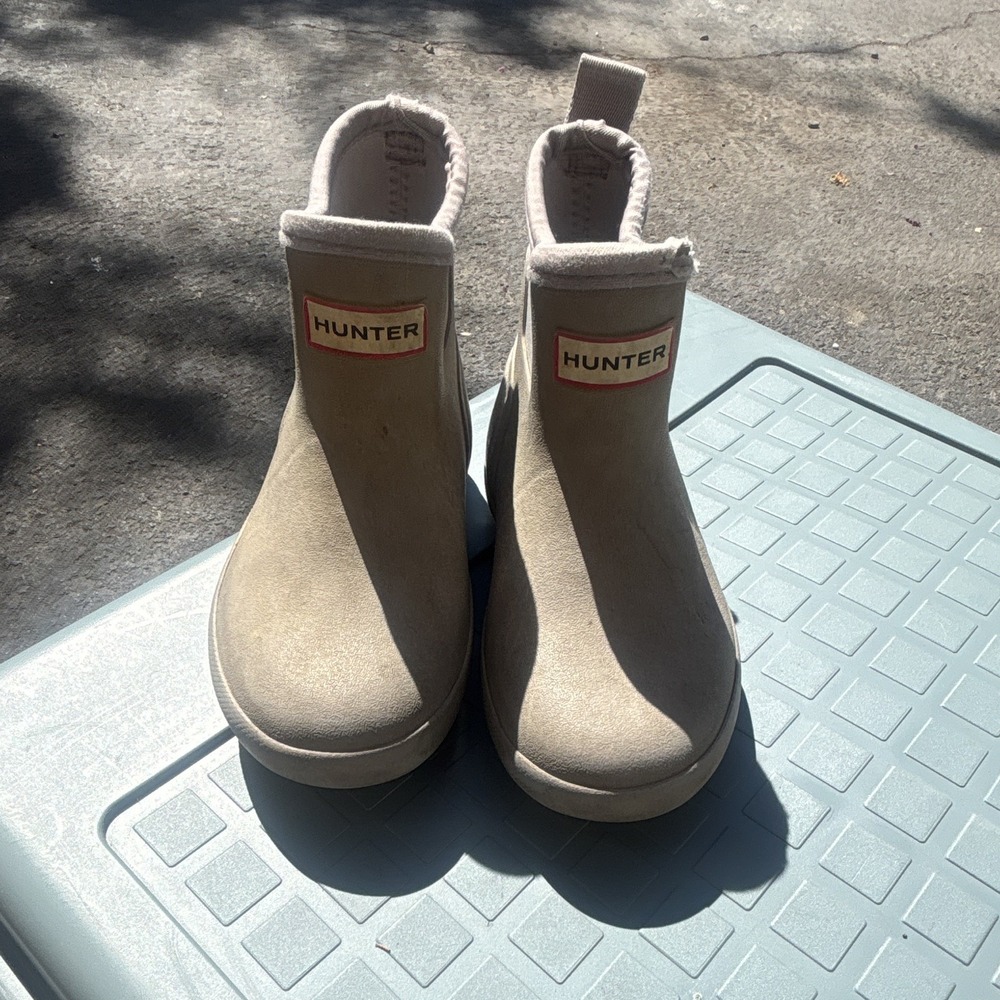 Hunter Original Chelsea Waterproof Beige Rubber Ankle Boots Women's US 11